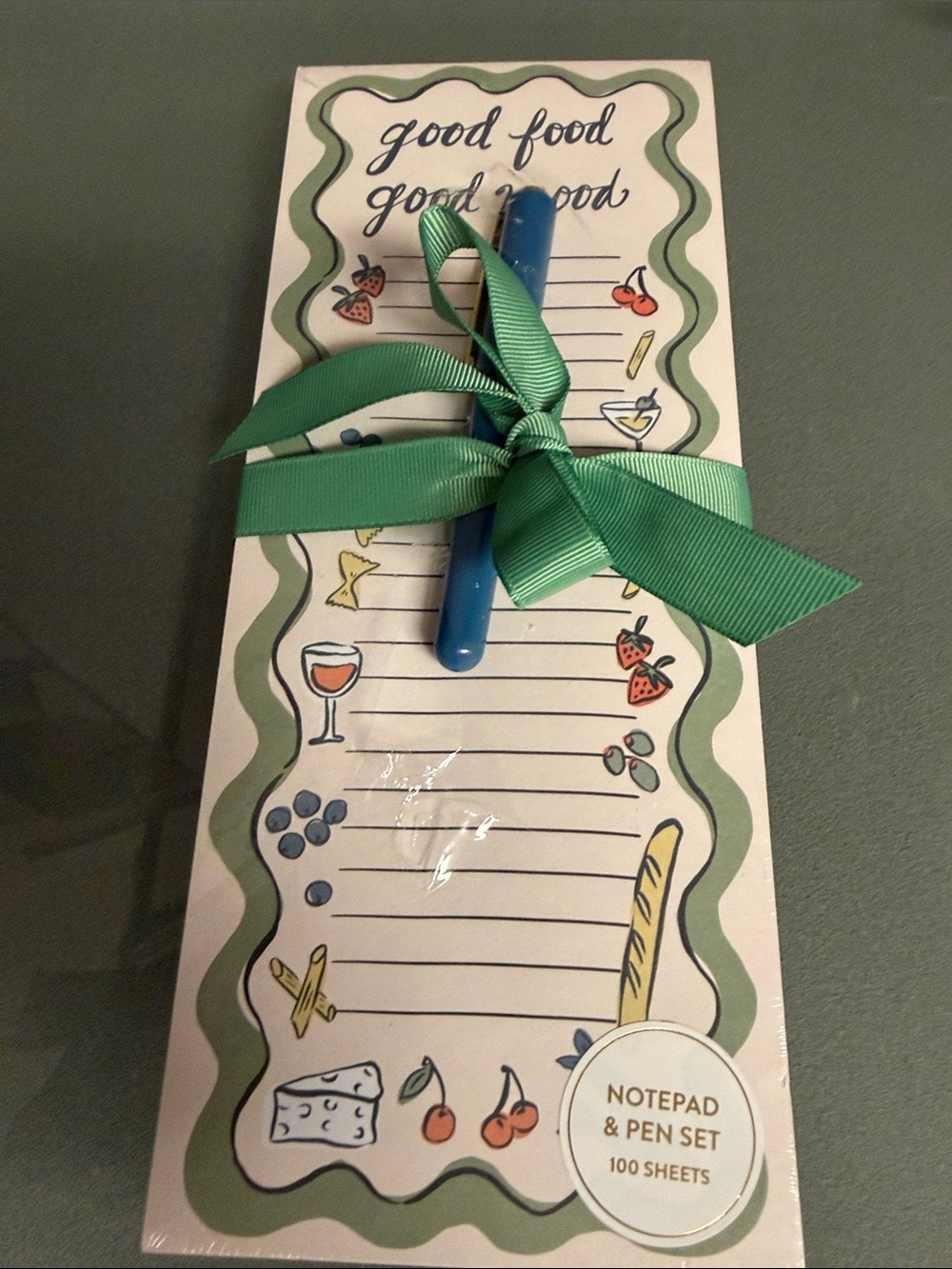 Green-Accented Good Food Notepad & Pen Set - Unbranded